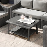 Martha Stewart Bedford Indoor-Outdoor Patio Coffee Table with Lower Shelf, Faux Wood Top - Photo 6