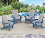 SERWALL Folding Adirondack Chairs with Cushions - Set of 4, Memory Foam Cushions - Blue/Gray - Photo 1
