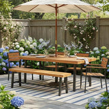 Tangkula 63 Inches Acacia Wood Outdoor Bench, 3-Person Patio Bench with 800 lbs Weight Capacity - Photo 2
