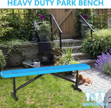 6 Feet Outdoor Benches, Blue Heavy Duty Metal Park Bench for Outside, Weatherproof Dock Bench - Photo 4