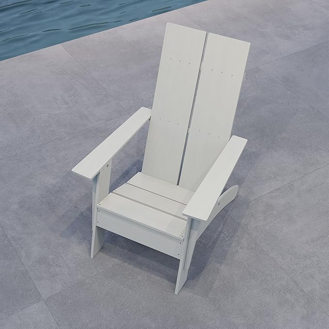 Merrick Lane Piedmont 2 Slat Poly Resin Adirondack Chair - Gray - Modern Design - Indoor/Outdoor