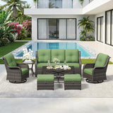 7 Piece Outdoor Wicker Patio Furniture Set, Outdoor Swivel Rocker Patio Chairs Set with Thickened Olefin Cushions - Photo 9