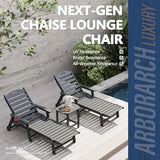 Patio Chaise Lounge Chair, HDPE Outdoor Lounge Chairs with 5-Position Adjustable Backrest, Cup Holder and Wheels - Photo 4