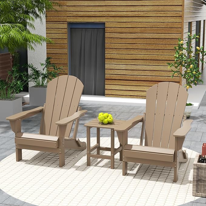 Costaelm 3 piece Patio Set, Outdoor Modern Adirondack Table and Chairs - Photo 2
