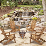 Wooden Outdoor Folding Adirondack Chair Set of 2 Wood Lounge Patio Chair for Garden, Garden, Lawn, Backyard, Deck - Photo 7