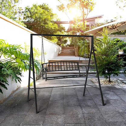 Zimtown Outdoor Swing Frame, Porch Swing Stand,Weatherproof Powder-Coated Metal, 450 lbs Weight Capacity, Sturdy No Wobble, Compatible with Hanging Chairs Swings, for Balcony, Backyard, Garden