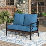 Patio Furniture Sofa, Love-Seat Patio Sofa, Steel Frame Outdoor Sectional Couch with Deep Seating and 5.75” Cushions - Photo 1