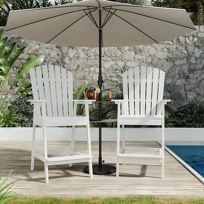 Outdoor Adirondack Barstools with Connecting Tray, Tall Adirondack Chairs Bar Chairs for Deck, Balcony, Backyard, Patio Bar Stool Chair with High Back, Bar Height Adirondack Chairs Set of 2