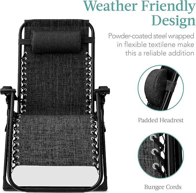 Best Choice Products Oversized Zero Gravity Chair, Folding Outdoor Patio Recliner - Photo 5