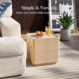 COSIEST 14.4" Outdoor Side Table, Rectangular Concrete End Table for Patio Small Outdoor Coffe Tables - Photo 5
