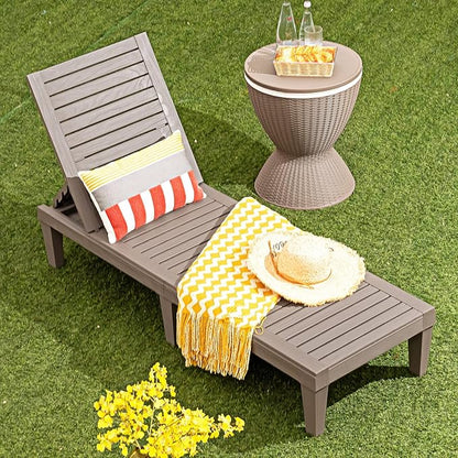 Tangkula Outdoor Chaise Lounge Chair, Lightweight Patio Lounge Recliner Chair with Adjustable Backrest, 5 Reclining Positions Chaise Lounger for Patio, Beach, Balcony, Poolside, Backyard (2, Coffee)