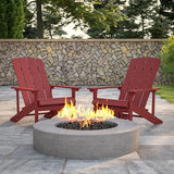 Flash Furniture Charlestown Poly Resin Adirondack Chair - Red - All Weather - Indoor/Outdoor - Set of 2 - Photo 2