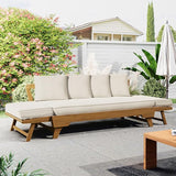 Christopher Knight Home Gary Patio Convertible Couch, Wooden Outdoor Daybed - Photo 4