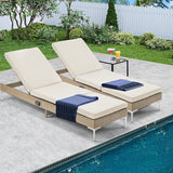 HOMREST Outdoor Chaise Lounge Chair Set of 2, Patio Wicker Lounge Chairs with Adjustable Backrest - Photo 6