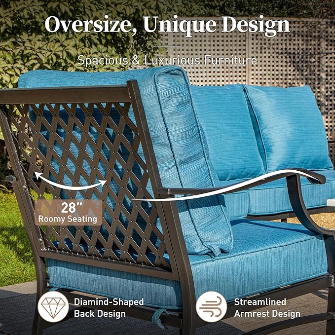 Metal Outdoor Rocker Patio Chairs Set of 2 with 5.75" Extra Thick Cushion - Photo 4