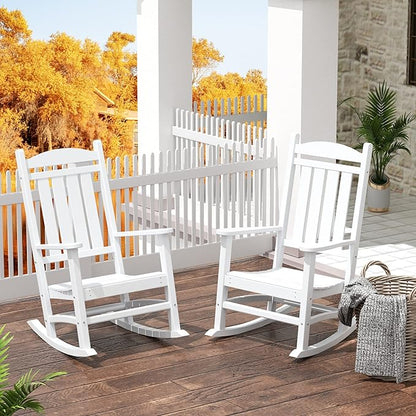 WestinTrends Malibu 3-Piece Set Outdoor/Patio Rocking Chairs (2 Seater), White