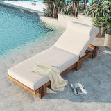 78.8'' Outdoor Patio Chaise Lounge Chair, Acacia Wood Adjustable Recliner with Headrest, Perfect for Terrace, Poolside - Photo 3