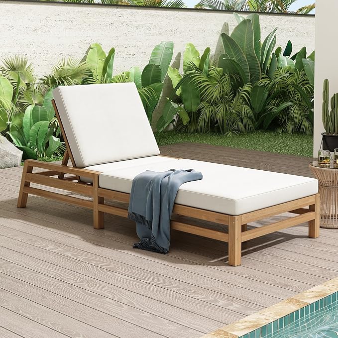 Merax Patio Chaise Lounge Chair, Adjustable Lounge Chair Outdoor with 5 Positions - Photo 3