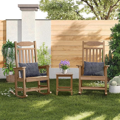 ONBRILL Outdoor Side Table Set of 2, Adirondack Small End Table, Indoor & Outdoor Use, HDPS Weather Resistant/Easy Maintenance for Patio, Pool, Deck, Porch, Garden, Shower, Outside- (2, Teak)
