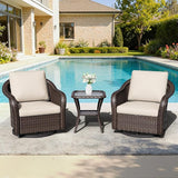 Outdoor Swivel Chairs with Side Table, Patio Wicker Chairs - Photo 7