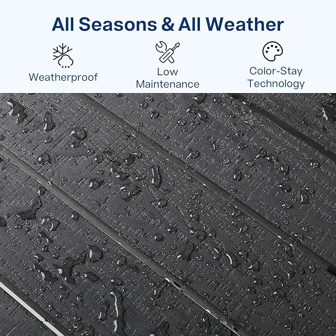 36" Outdoor Coffee Table, Weatherproof HIPS Patio Coffee Tables for Outside, All Weather Center Table with 220lbs Capacity for Deck, Garden, Balcony, Indoor or Outdoor Use, Black