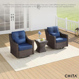 CHITA 3 Pieces Wicker Patio Bistro Set, Outdoor Furniture Set with 2 Pieces Rattan Rocking Swivel Chairs - Photo 7