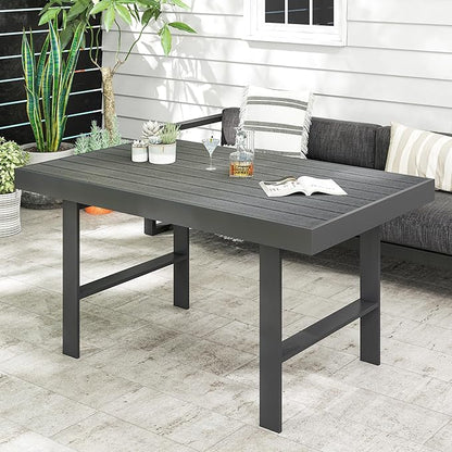 Solaste Aluminum Outdoor Dining Table, All-Weather Rectangle Metal High Patio Coffee Table for Balcony, Garden, Multifunctional Dining Table Coffee Table, Indoor or Outdoor Use, Grey/White