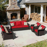 5 Pieces Patio Conversation Furniture Set - 1 Sofa, 2 Armchairs, 2 Swivel Chairs - Photo 6