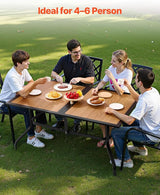 VEVOR Outdoor Patio Dining Table, 59 inch Long Rectangular Wood-Like Steel Slat Backyard Bistro Tables for 4-6 - Photo 4