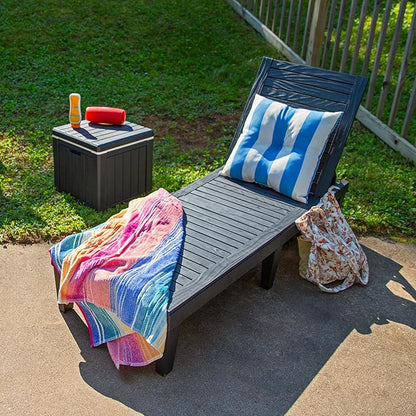 Sunnydaze 5-Position Outdoor Adjustable Chaise Lounge Chair - UV- and Weather-Resistant Polypropylene Resin - Wood-Look Design - Black