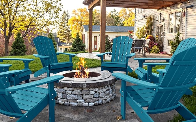 YEFU Adirondack Chairs Set of 2: Outdoor Chair HIPS Plastic Adirondack Chairs - Patio Chairs with Wood Texture - Lawn - Photo 9