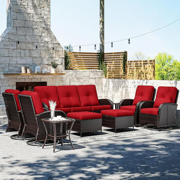 Joyside Wicker Patio Furniture Set, 9 Piece Outdoor Furniture Set with Thickened Cushions, High Back, Deep Seating - Photo 1