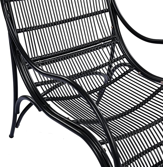 Christopher Knight Home Hanley Patio Wicker Lounge Chair with Ottoman Footrest+Coffee Table, 3-Piece Outdoor Furniture Set for Porch/Balcony/Deck/Backyard, Metal Frame and Soft Cushions, Beige+Black