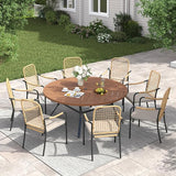 VICLLAX 53" Round Patio Table with Umbrella Hole, All Weather Metal Outdoor Dining Table for 6-8 - Photo 6