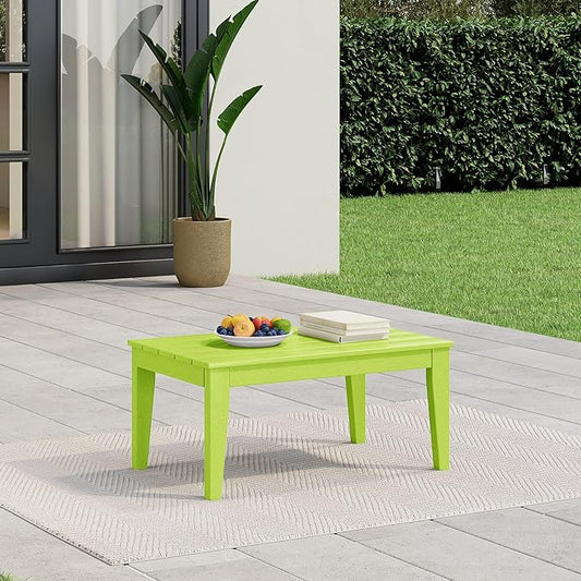WestinTrends Malibu Low Outdoor HDPE Patio Rectangle Coffee Table, Lime