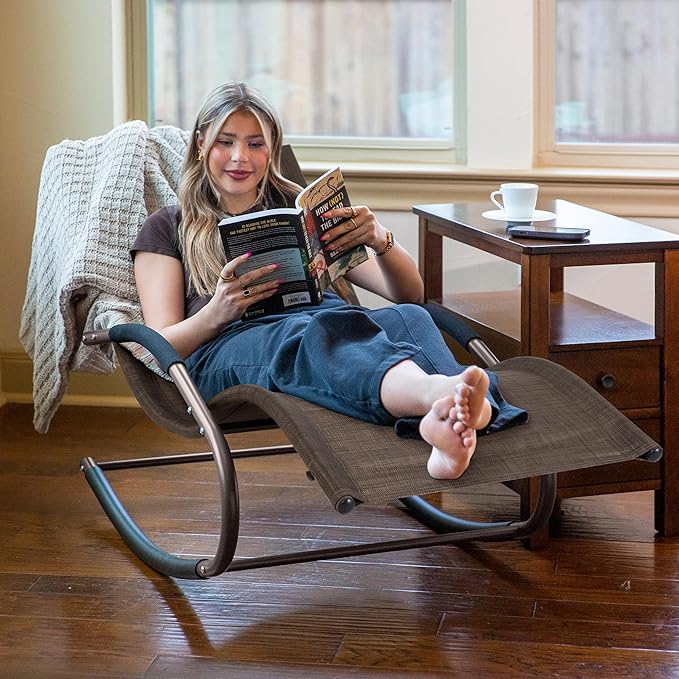 Lounge Chair, Outdoor Chaise Lounge with Detachable Pillow for Patio, Lawn, Pool, Outdoor Lounge Chairs, Brown - Photo 2