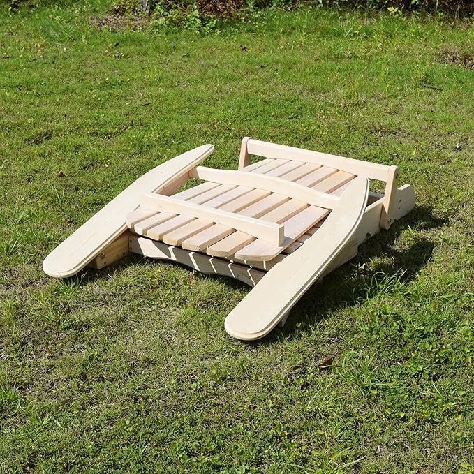 Merry Garden Foldable Wooden Adirondack Chair, Outdoor, Garden, Lawn, Deck Chair, Natural