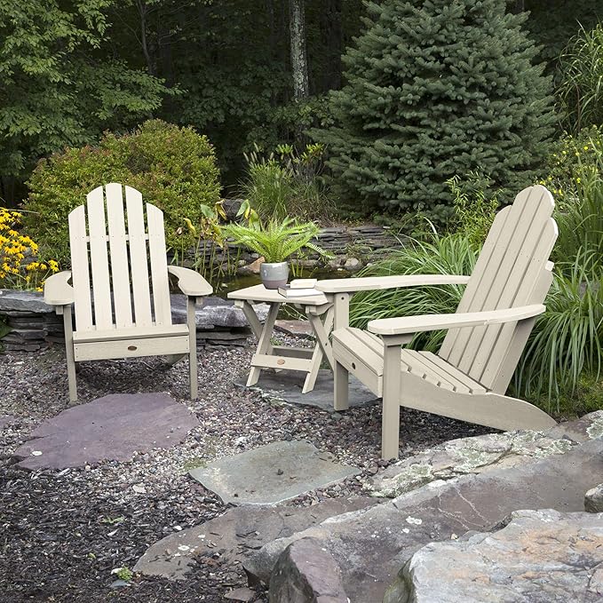 highwood Classic Westport Adirondack Chairs with Side Table, Whitewash