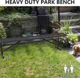 8 Feet Outdoor Steel Bench, Black Heavy Duty Metal Park Bench for Outside, Weatherproof Dock Bench - Photo 3