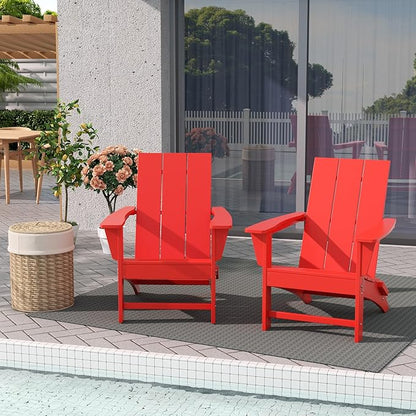 WestinTrends Ashore Modern Outdoor Folding Adirondack Chair (Set of 2), Red