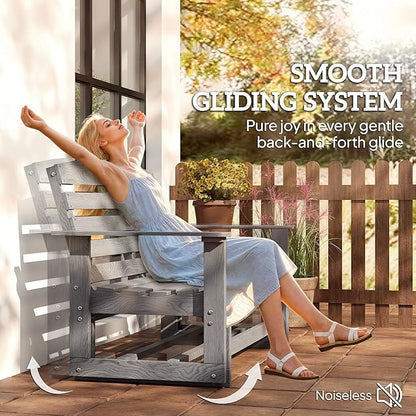 Outsunny 2-Person Outdoor Glider Bench Patio Double Swing Rocking Chair Loveseat w/Slatted HDPE Frame for Backyard Garden Porch, Distressed Gray