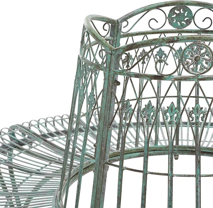 SAFAVIEH Outdoor Collection Ally Darling Antique Dark Green Wrought Iron Tree Bench
