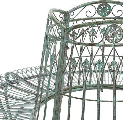 SAFAVIEH Outdoor Collection Ally Darling Antique Dark Green Wrought Iron Tree Bench