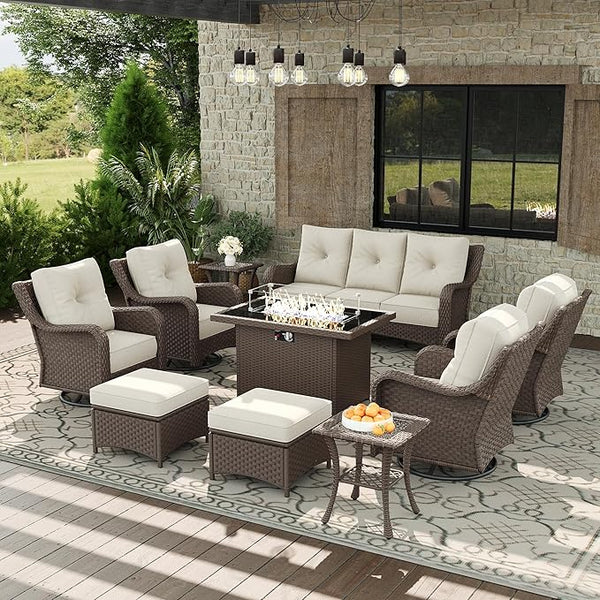 10 Piece Patio Furniture Set with Fire Pit Table - Photo 1