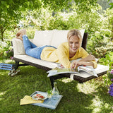 Flamaker Outdoor Convertible Sofa, Woven Rattan Patio Furniture Sunbed with Adjustable Armrests - Photo 6