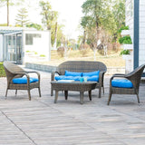 QILLOWAY Outdoor Patio Wicker Seat Cushions Group Loveseat/Two U-Shape/Two Lumbar Pillows for Patio Furniture - Photo 6
