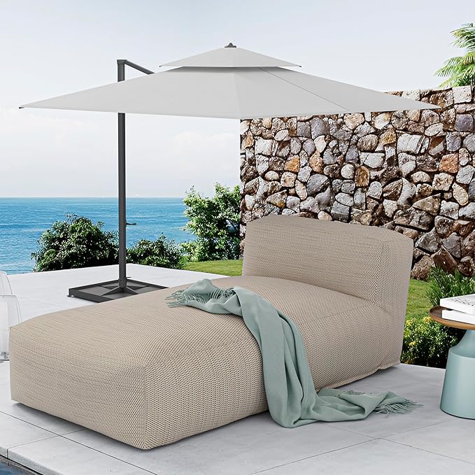 Dineli Outside Chaise Lounge Chairs Bed Lounger Outdoor Couch Sofa for Pool Comfy Patio Furniture Foam Filling Bean Bed - Photo 1