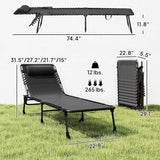 Outsunny Folding Chaise Lounge Chair, Patio Sun Tanning Chair, Outdoor Chaise Lounger with 4-Position Reclining Back - Photo 3