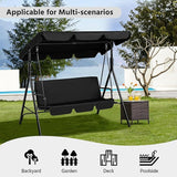 Yaheetech 3-Seat Patio Swing Chair, Outdoor Canopy Porch with Adjustable Canopy & Removable Cushion - Photo 2