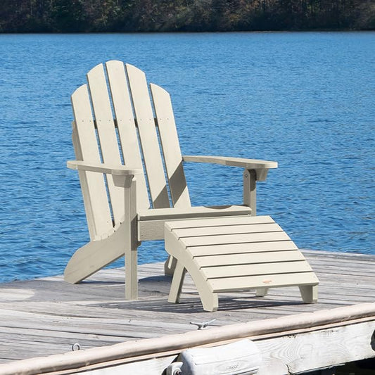 Highwood AD-KITCLAS3-WAE Classic Westport Adirondack Chair with Ottoman, Whitewash